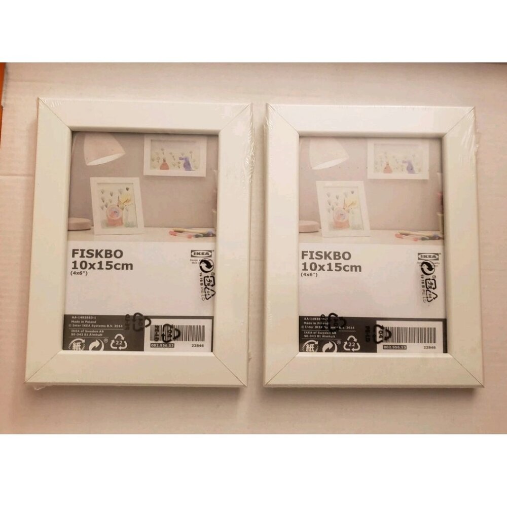 2-Pack IKEA FISKBO Frames White New 4x6 Picture Art Photo Frame Decor 002.956.53